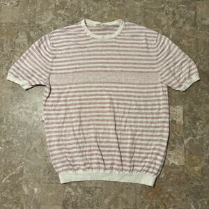 Maurizio Baldassari T Shirt Sweater Mens Large Extrafine Knit Linen Short Sleeve